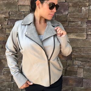 Light grey genuine leather jacket made in Ecuador